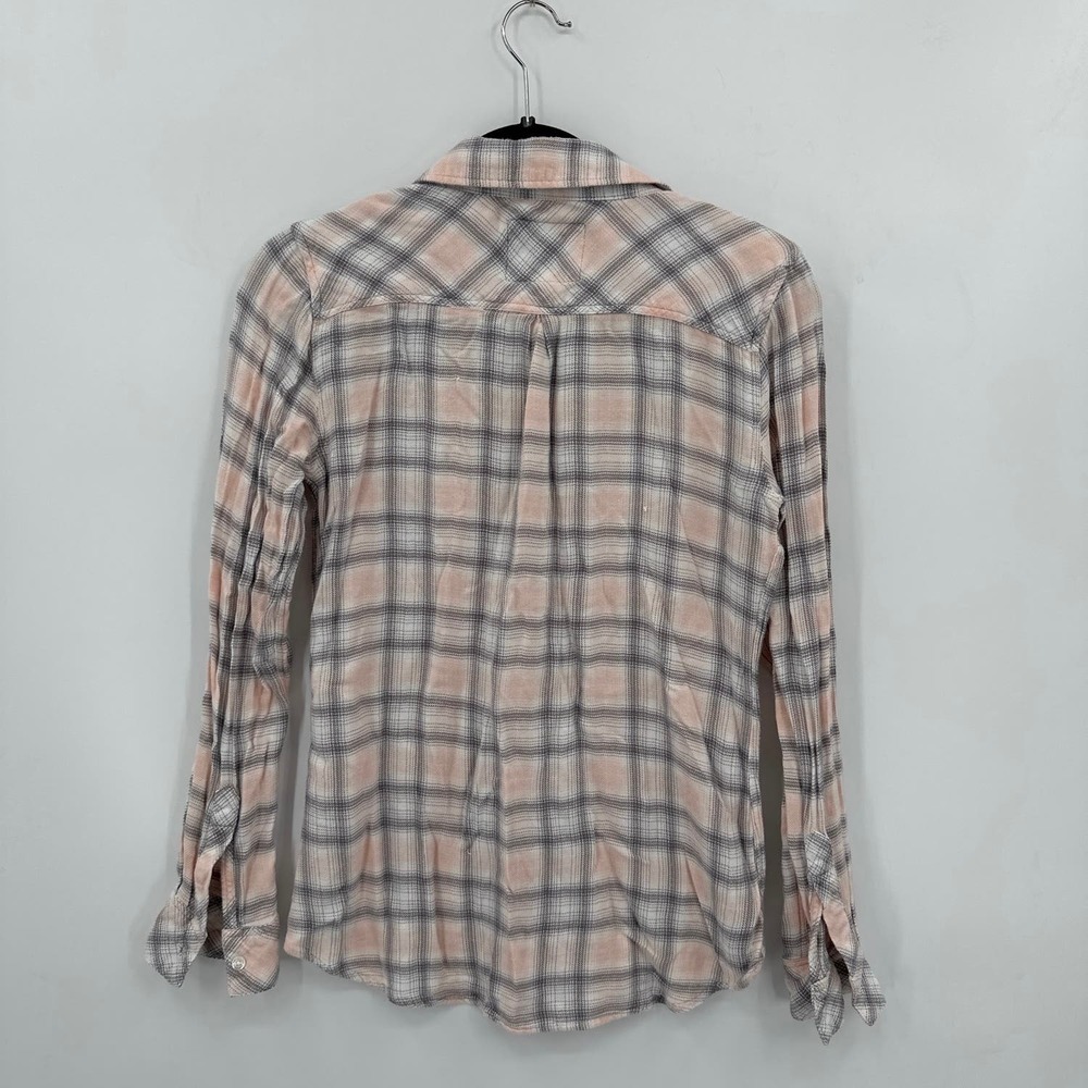 Rails Soft Button Front Long Sleeve Top Pink/Gray… - image 3